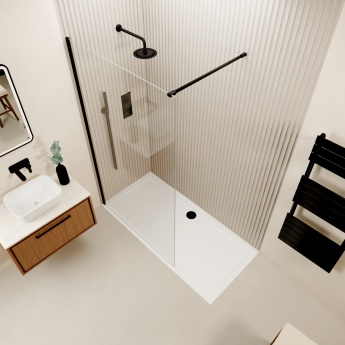 Valo Altitude Matt Black 2000mm Wet Room Shower Screen | Product Image