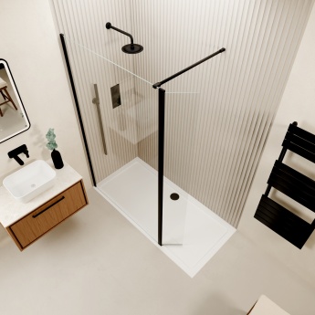 Valo Altitude Matt Black 2000mm Wet Room Shower Screen with Return Panel | Product Image