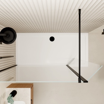 Valo Altitude Matt Black 2000mm Wet Room Shower Screen with Return Panel | Product Image