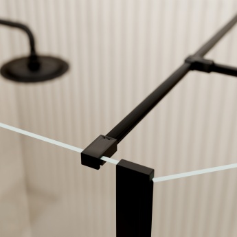 Valo Altitude Matt Black 2000mm Walk-In Shower Enclosure with Return Panel | Product Image