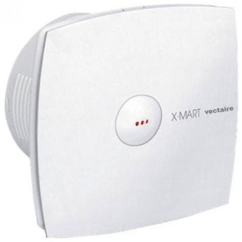 Vectaire X-Mart Fan Extractor with Automatic Shutter and Overrun Timer 150mm H x 150mm W x 87mm D - White