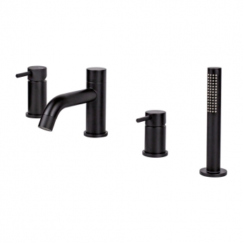 Vema Maira 4-Hole Bath Shower Mixer Tap Pillar Mounted - Matt Black