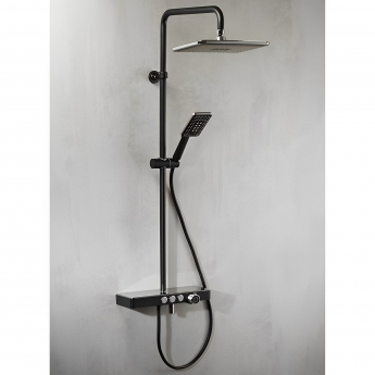 Vema Thermostatic Complete Mixer Shower with Integrated Shelf - Black