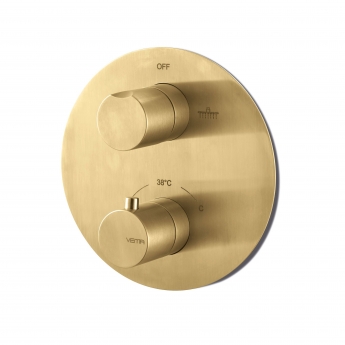 Vema Tiber Thermostatic 2 Outlet Concealed Shower Valve Dual Handle - Brushed Brass | Product Image