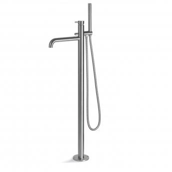 Vema Tiber Freestanding Bath Shower Mixer Tap with Shower Kit - Stainless Steel