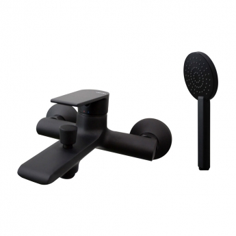 Vema Timea 2-Hole Bath Shower Mixer Tap with Shower Kit and Bracket Wall Mounted - Matt Black
