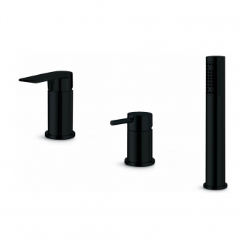 Vema Timea 3-Hole Bath Shower Mixer Tap Deck Mounted - Matt Black