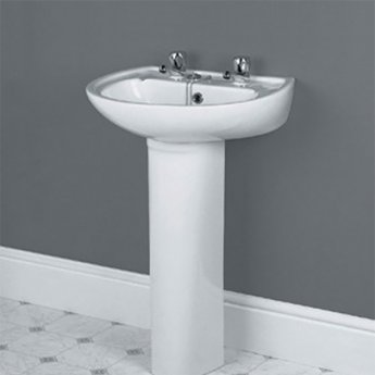 Verona Advantage Basin & Full Pedestal 500mm Wide 2 Tap Hole | Product Image