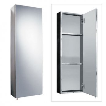 Verona Alcove Corner Mirrored Bathroom Cabinet 300mm Wide - Stainless Steel