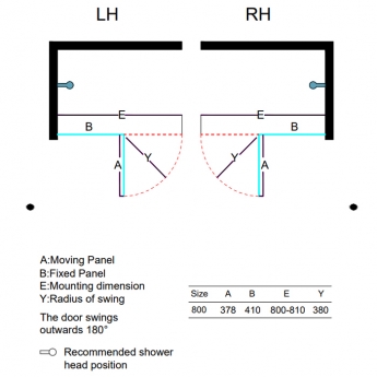 Verona Aquaglass+ Straight Hinged Bath Screen with Fixed Panel 1400mm H x 800mm W - 6mm Glass