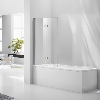 Verona Aquaglass+ Straight Hinged Bath Screen 1400mm H x 800mm W - 6mm Glass