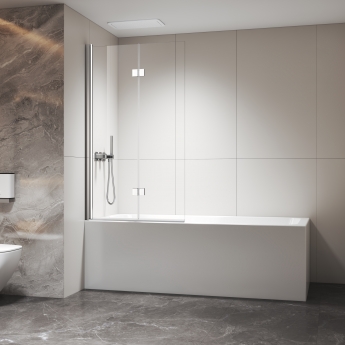 Verona Aquaglass+ Straight Hinged Bath Screen 1400mm H x 800mm W - 6mm Glass