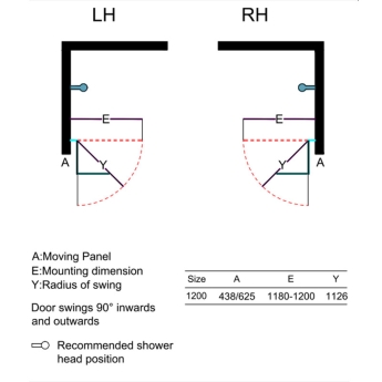 Verona Aquaglass+ Two Folding Bath Screen 1500mm H x 1200mm W - 6mm Glass | Product Image