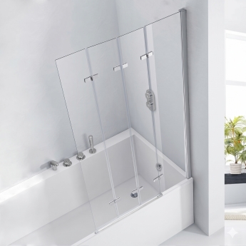 Verona Aquaglass+ Frameless 4 Folding Bath Screen 1500mm H x 965mm W - 6mm Glass | Product Image
