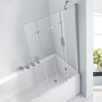 Verona Aquaglass+ Frameless 4 Folding Bath Screen 1500mm H x 965mm W - 6mm Glass