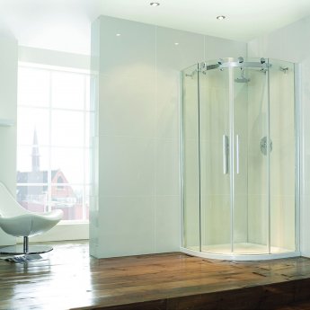 Verona Aquaglass+ Frameless 2-Door Offset Quadrant Shower Enclosure - 8mm Glass