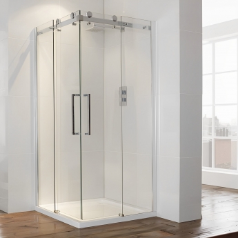 Verona Aquaglass+ Frameless Corner Entry Sliding Shower Enclosure 900mm x 900mm - 8mm Glass