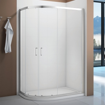 Verona Aquaglass Intro+ Offset Quadrant Shower Enclosure with Tray - 8mm Glass