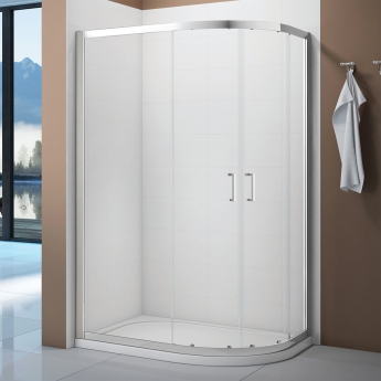Verona Aquaglass Intro+ Offset Quadrant Shower Enclosure with Tray - 8mm Glass