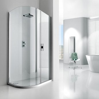 Verona Aquaglass+ Lux Offset Quadrant Shower Enclosure 1200mm x 800mm LH - 8mm Glass