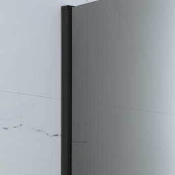 Verona Aquaglass Mono Black Frosted Walk-in Shower Panel 1200mm Wide with Support Bar - 8mm Glass