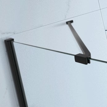 Verona Aquaglass Onyx Black Inline Hinged Shower Door - 8mm Glass