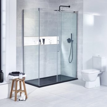 Verona Aquaglass+ Linear Sliding Shower Door 1200mm Wide - 8mm Glass