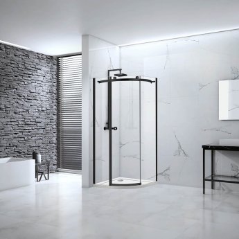 Verona Aquaglass+ Sphere Black Quadrant Shower Enclosure 900mm x 900mm - 8mm Glass