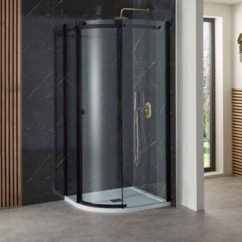 Verona Aquaglass+ Sphere Black Quadrant Shower Enclosure 900mm x 900mm - 8mm Glass