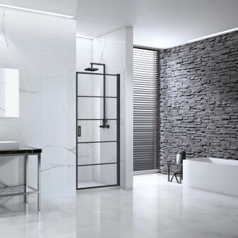 Verona Aquaglass Velar+ Inline Hinged Shower Door 1000mm Wide - 6mm Glass | Product Image
