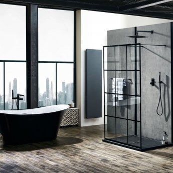 Verona Aquaglass+ Velar Walk-In Shower Panel 1200mm Wide with Support Bar - 8mm Glass