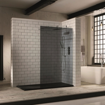 Verona Aquaglass+ Walk-In Shower Panel 1400mm Wide - 10mm Tinted Glass
