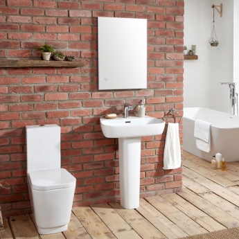 Verona Cubix Basin with Full Pedestal 600mm Wide - 1 Tap Hole