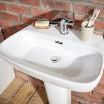 Verona Cubix Basin with Full Pedestal 600mm Wide - 1 Tap Hole