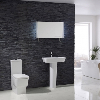 Verona Cubix Basin with Full Pedestal 600mm Wide - 1 Tap Hole