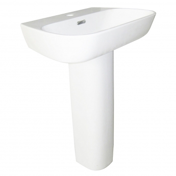 Verona Cubix Basin with Full Pedestal 600mm Wide - 1 Tap Hole