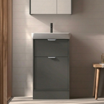 Verona Brivo 500mm 1-Drawer + 1-Door Floor Standing Vanity Unit with Basin | Product Image