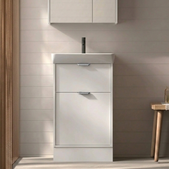 Verona Brivo 500mm 1-Drawer + 1-Door Floor Standing Vanity Unit with Basin | Product Image