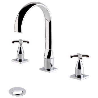 Verona Chancery 3-Hole Basin Mixer Tap with Waste Deck Mounted - Chrome