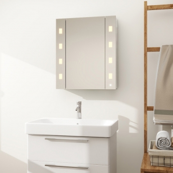 Verona Designer Cube 1-Door Mirrored Bathroom Cabinet 600mm Wide