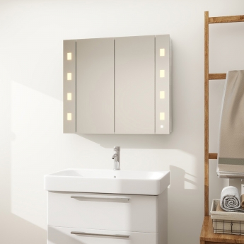Verona Designer Cube 2-Door Mirrored Bathroom Cabinet 800mm Wide