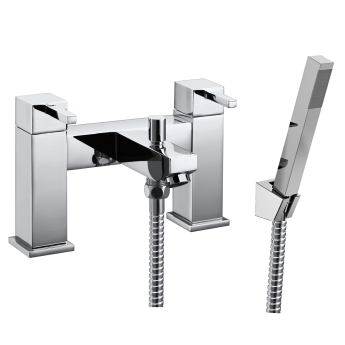 Verona Cubo Chome Pillar Mounted Bath Shower Mixer Tap (inc Kit) | Product Image