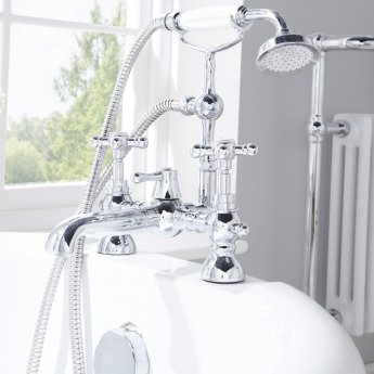 Verona Edwardian Bath Shower Mixer Tap Pillar Mounted - Chrome