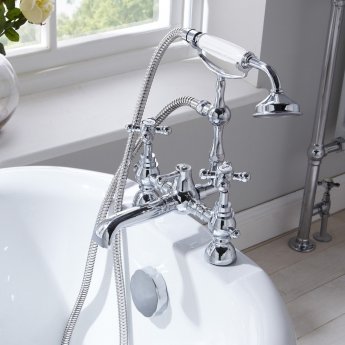 Verona Edwardian Bath Shower Mixer Tap Pillar Mounted - Chrome