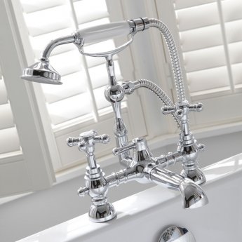 Verona Edwardian Bath Shower Mixer Tap Pillar Mounted - Chrome
