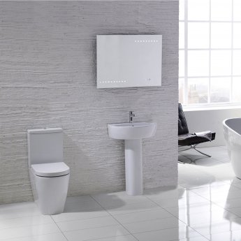 Verona Emme Flush to Wall Close Coupled Toilet with Push Button Cistern - Soft Close Seat