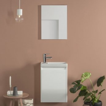 Royo Enjoy Wall Hung Cloakroom Vanity Unit with Basin and Mirror 450mm Wide - Gloss White