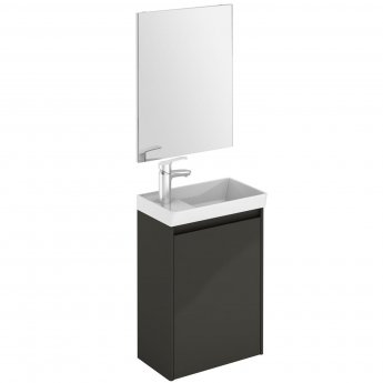 Royo Enjoy Wall Hung Cloakroom Vanity Unit with Basin and Mirror 450mm Wide - Anthracite