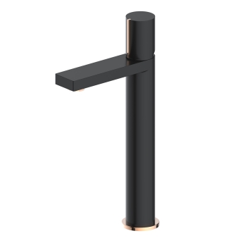 Verona Galleria Matt Black Tall High Rise Basin Mixer Tap (inc Waste) | Product Image