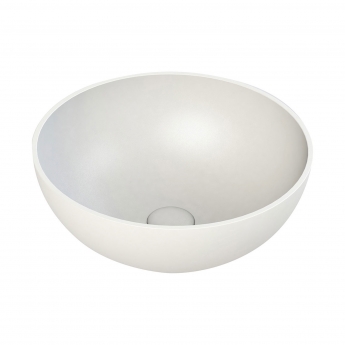 Verona Galvano Round Solid Surface Sit-On Counter Top Basin 400mm Wide - 0 Tap Hole